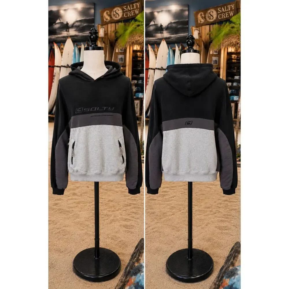 Salty Crew Surf Hoodie Black Gray Pullover Men’s Medium